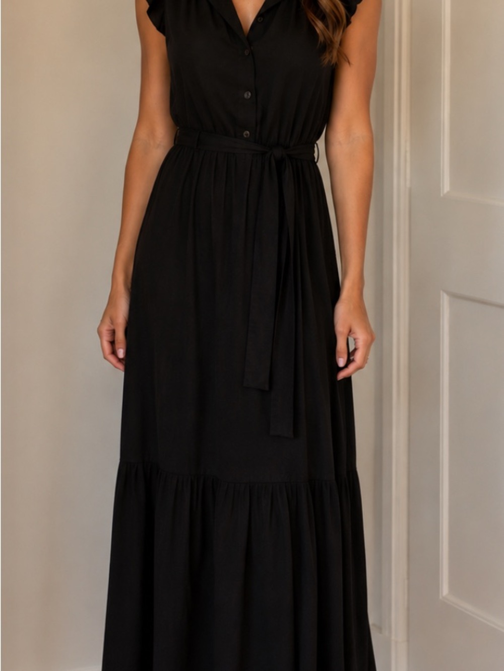 Ann Taylor long black silky dress